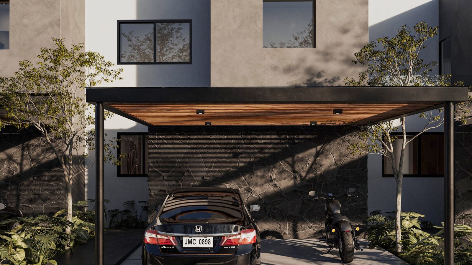 Render de fachada frontal de Townhouse en Mérida, Yucatán | Raini Inmuebles